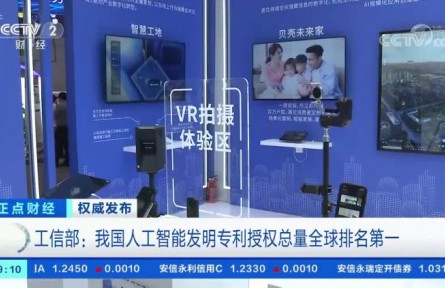 工信部：我國人工智能發(fā)明專利授權(quán)總量全球排名第一