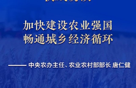 加快建設(shè)農(nóng)業(yè)強國 暢通城鄉(xiāng)經(jīng)濟循環(huán)——訪中央農(nóng)辦主任、農(nóng)業(yè)農(nóng)村部部長唐仁健