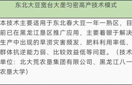 農業(yè)農村部發(fā)布20項高產高效種植技術 北大荒五項技術名列其中